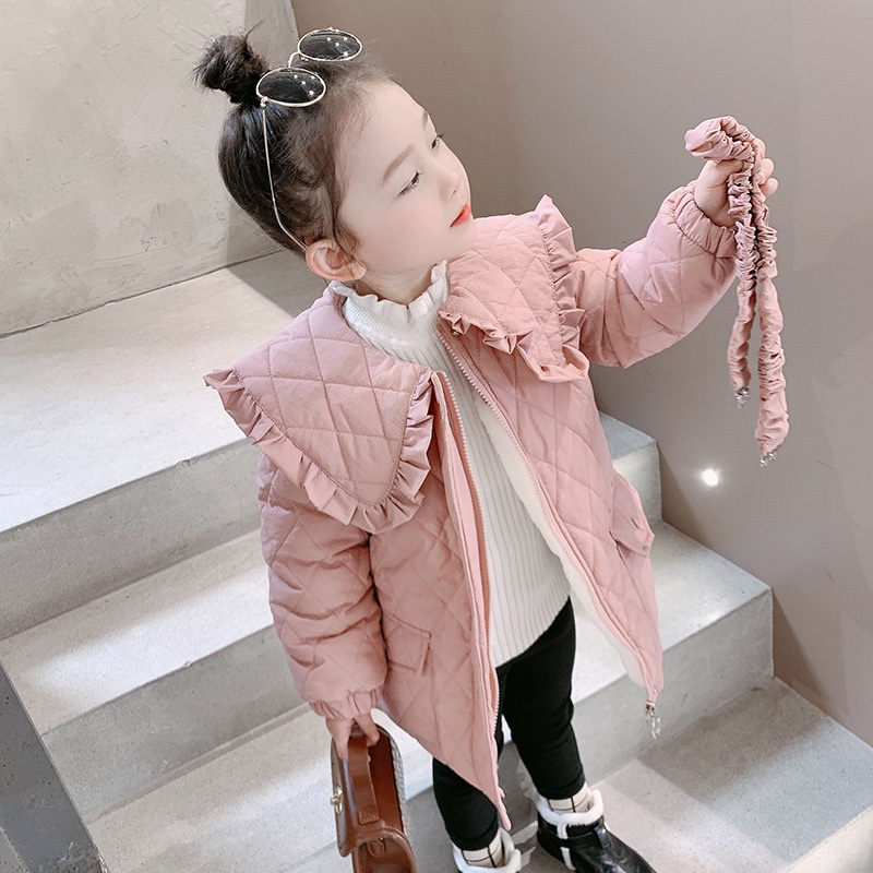 Aó khoác phao trần trám phối cổ xinh xắn cao cấp cho bé gái mặc đi học đi chơi size từ 8-22kg