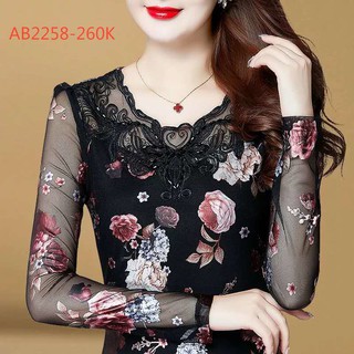 (AB2258) ÁO NỮ LƯỚI MỀM DÀI TAY THÊU HOA HÀNG QUẢNG CHÂU CAO CẤP SALE SỐC 30% (HÀNG Y HÌNH)