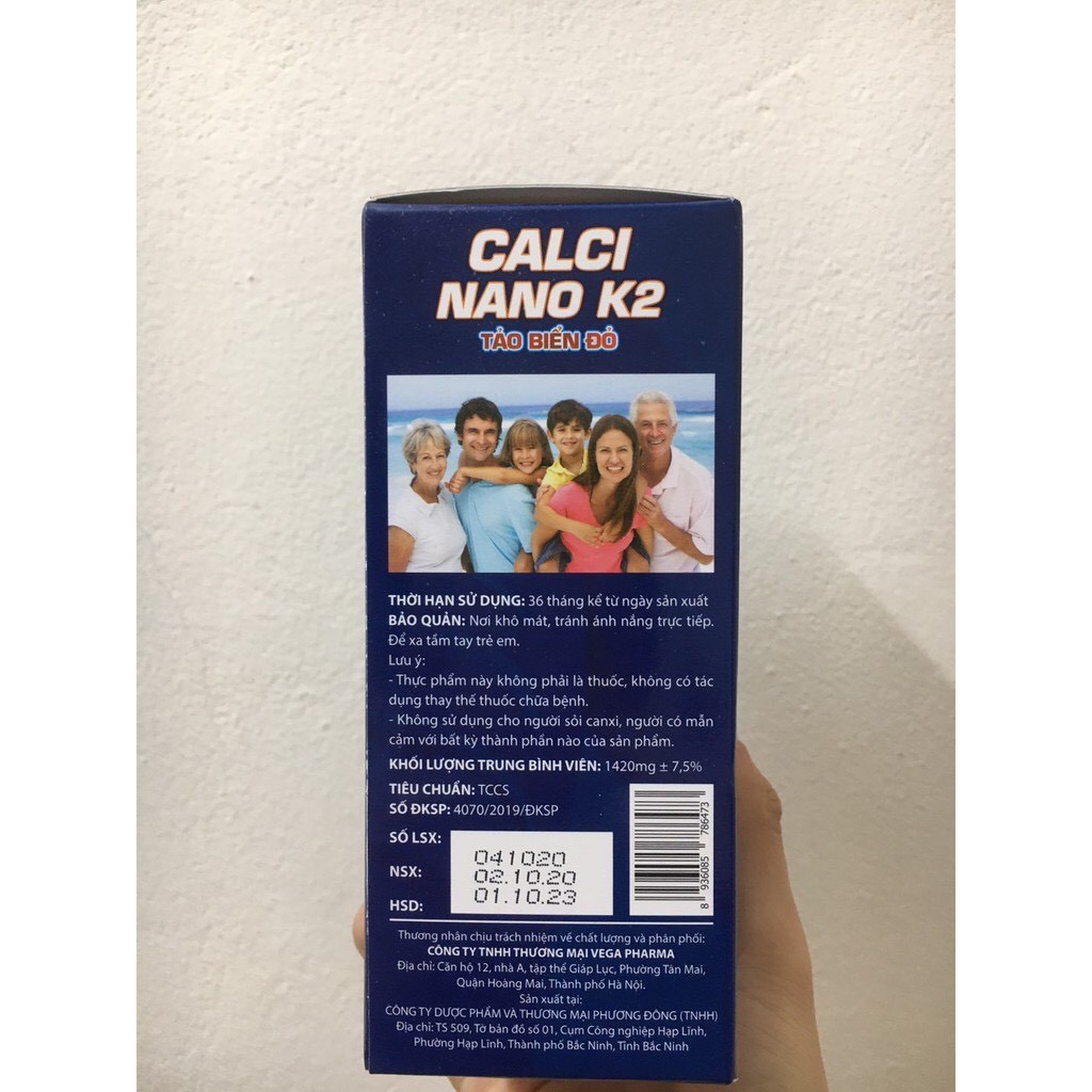 Viên uống calci nano K2 Tảo biển đỏ bổ sung canxi chống còi xương loãng xương