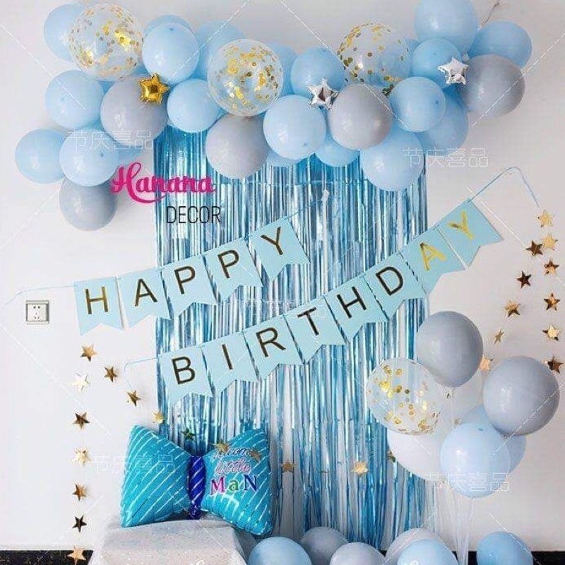 Set bóng trang trí sinh Nhật đơn giản có rèm đẹp nhiều mẫu