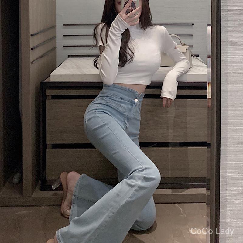 Quần Denim Ôm Dáng Lưng Cao Màu Xanh Dương Phong Cách Hàn Quốc Thời Trang Mùa Hè Mới Cho Nữ Ymgh 2021