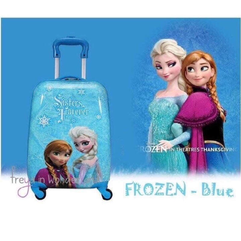 Vali kéo elsa và Anna xanh cùng các bạn, vali trẻ em 4 bánh xe xoay 360 độ, size 18 inch