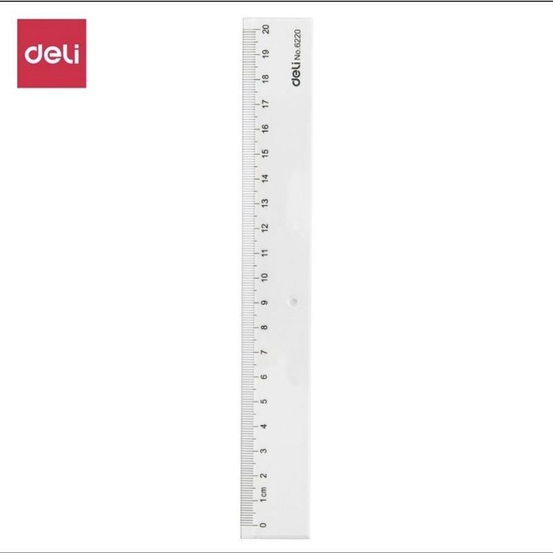 Thước kẻ Deli 20cm trong suốt không mờ số (1 chiếc)