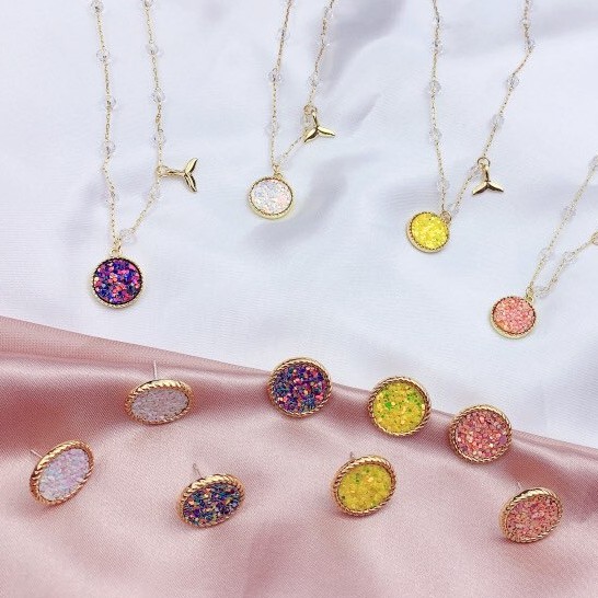 ✨BỘ DÂY CHUYỂN TITAN SEQUIN ĐUÔI CÁ LẤP LÁNH✨