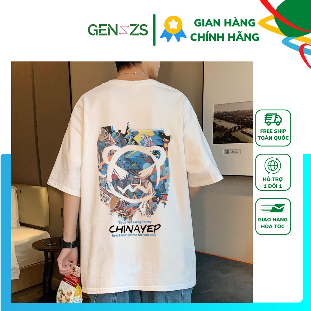 Áo thun Unisex GENZZS tay lỡ oversize form rộng phiên bản dành cho Nam