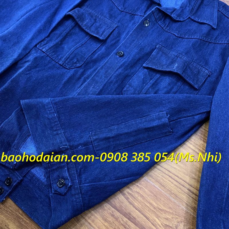 Áo jean điện lực may kèm logo EVN