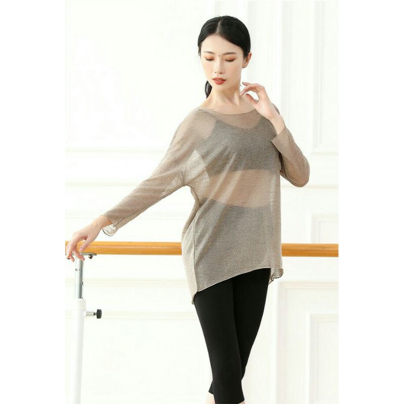 A07 | Áo lưới tập múa đương đại dài tay - Đồ Múa Tuệ Nhiên