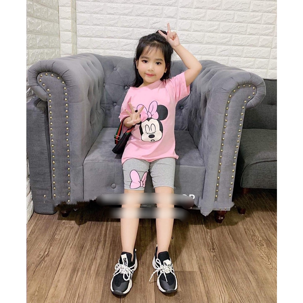 Bộ mickey quần lửng bé gái