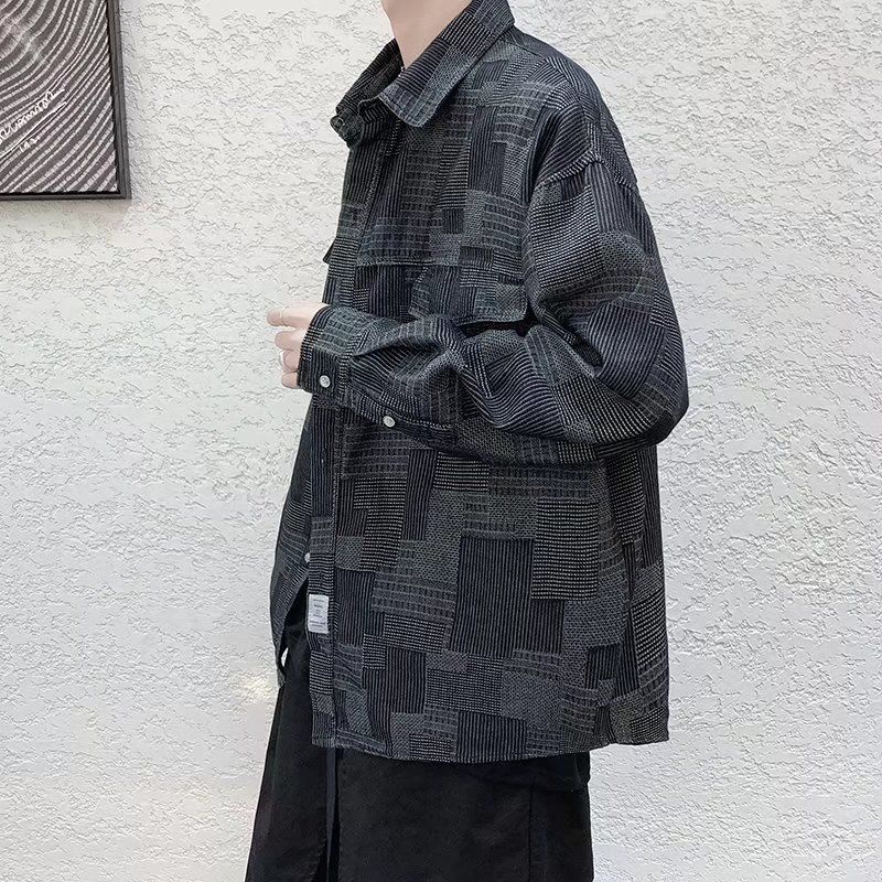 Áo Sơ Mi Denim Tay Dài Dáng Rộng Kiểu Hồng Kông Retro Cá Tính Cho Nam Dễ Phối Đồ