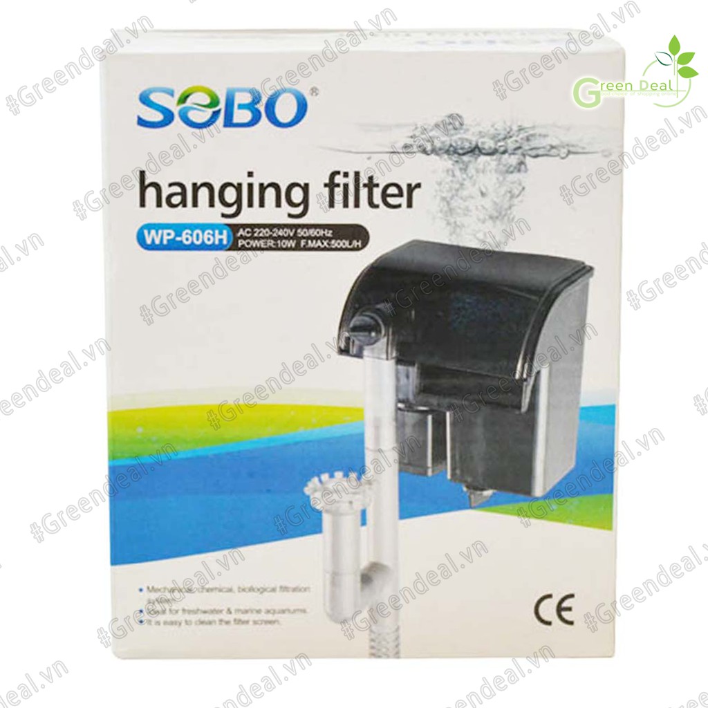 [BH 01 tháng] SOBO - Hanging Filter (WP-606H) | Máy lọc nước mini tích hợp lọc váng cho hồ cá thủy sinh