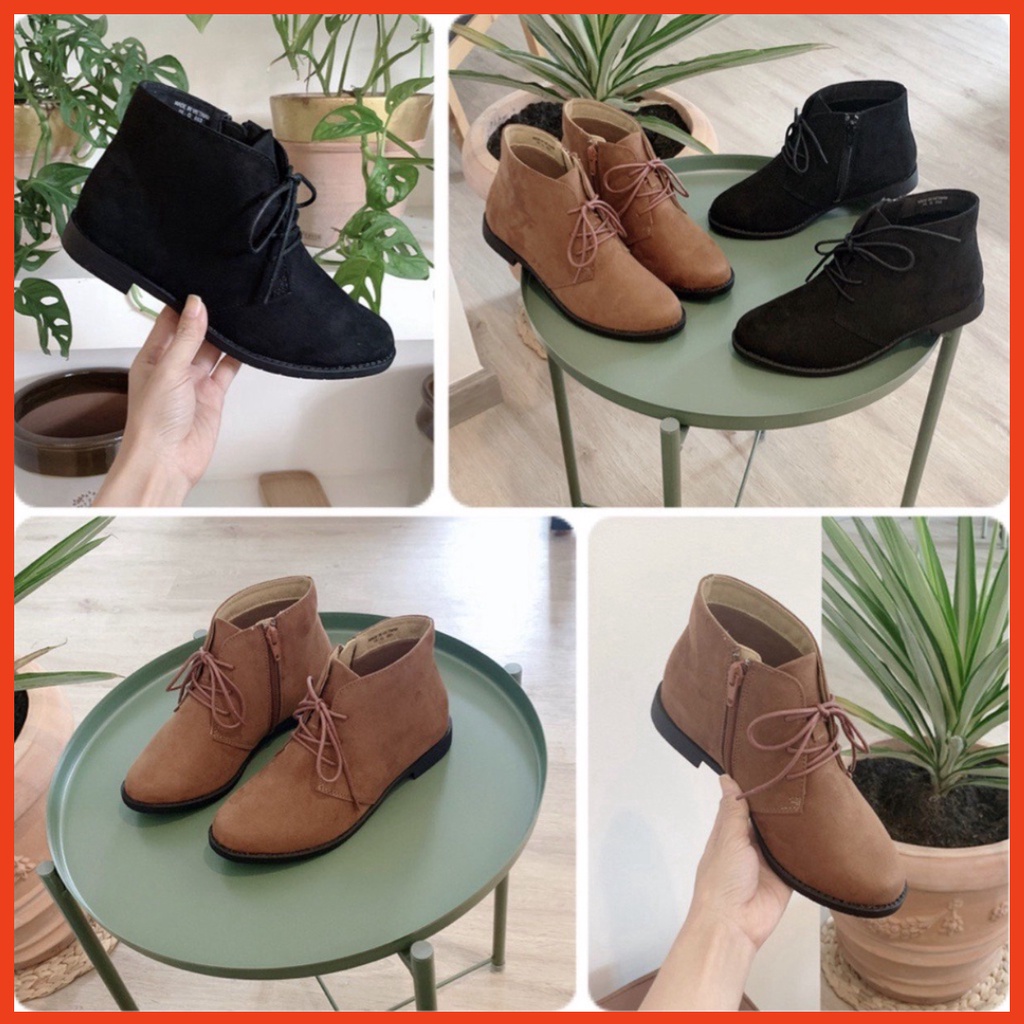 [Video quay thật] Boot Nữ Da Lộn Buộc Dây Đế Bằng Thời Trang VIP25 Pizishoes | BigBuy360 - bigbuy360.vn