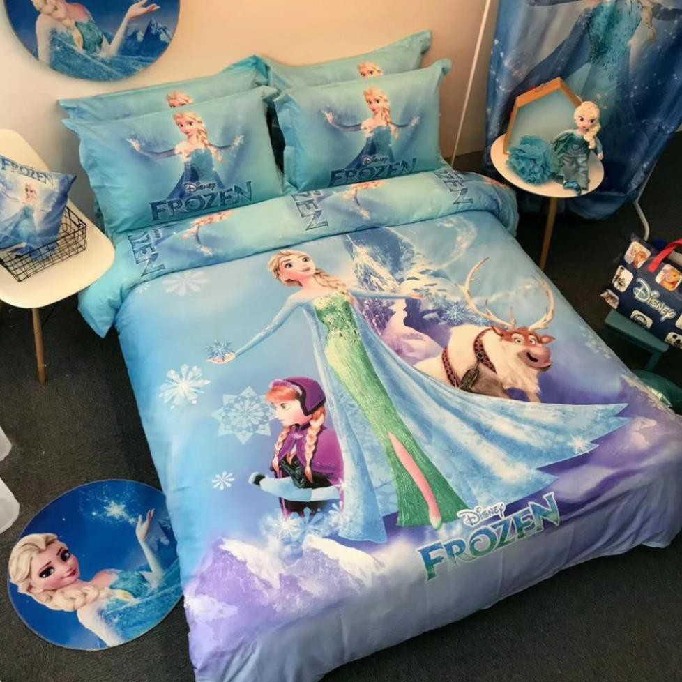 [ Hàng nhập cao cấp ]Bộ ga giường disney cotton cao cấp lụa công chúa Elsa Frozen