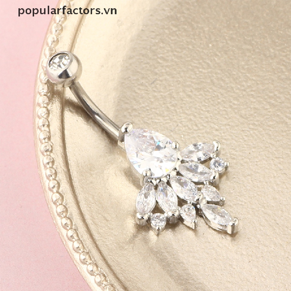 Khuyên rốn thép không gỉ đính đá zircon thời trang cho nữ