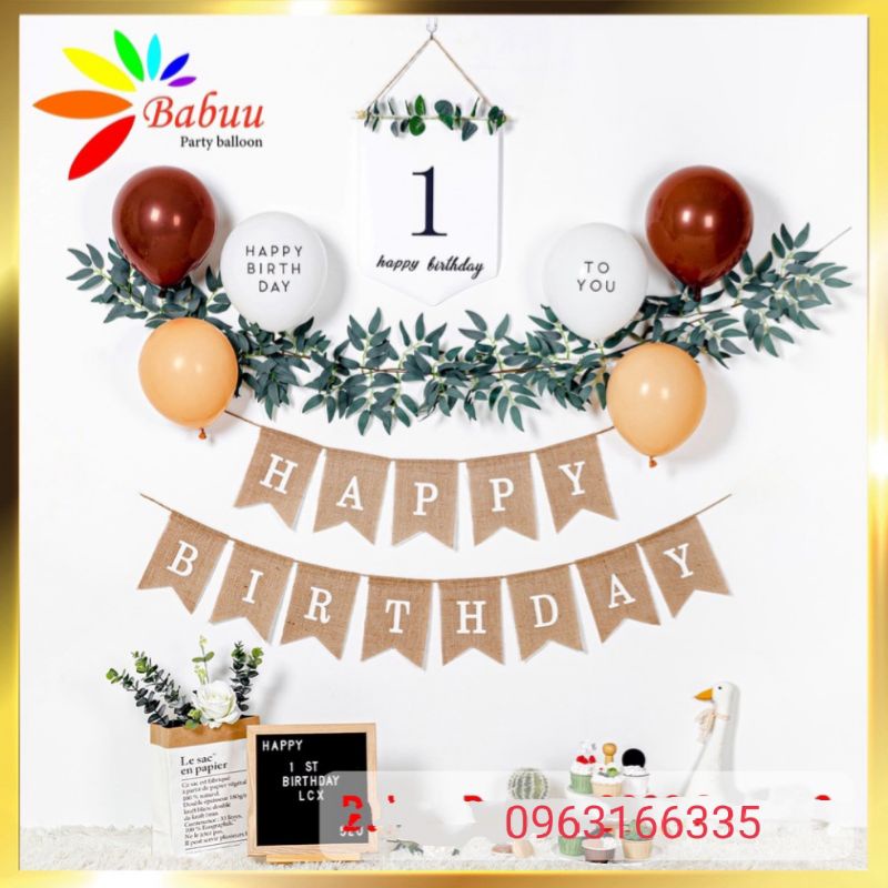 (freeship) Set bóng trang trí sinh nhật phong cách Hàn Quốc