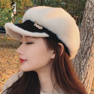 Mũ Beret Giả Lông Chồn Bảo Vệ Tai Phong Cách Anh Quốc Cổ Điển Dành Cho Nữ