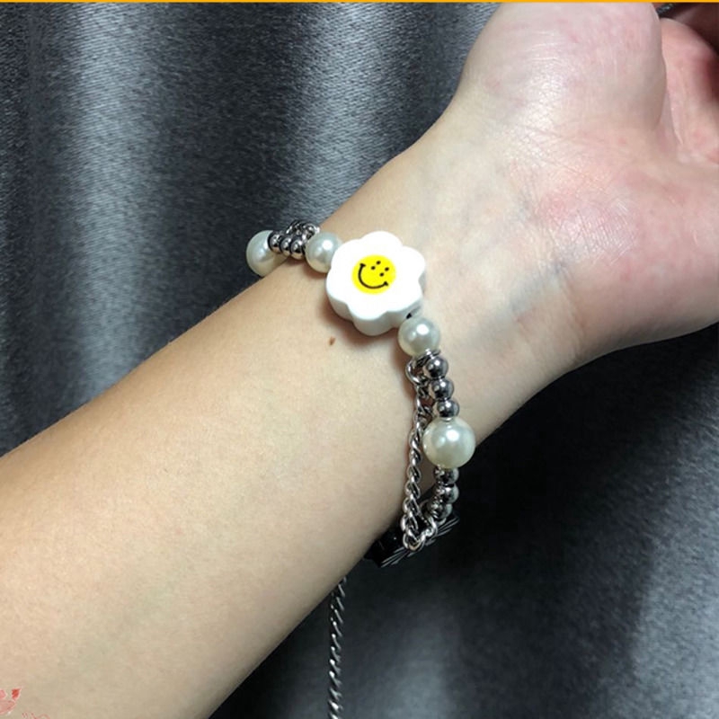 Dây Chuyền Mặt Hoa Cúc Đính Ngọc Trai Phong Cách Hip Hop