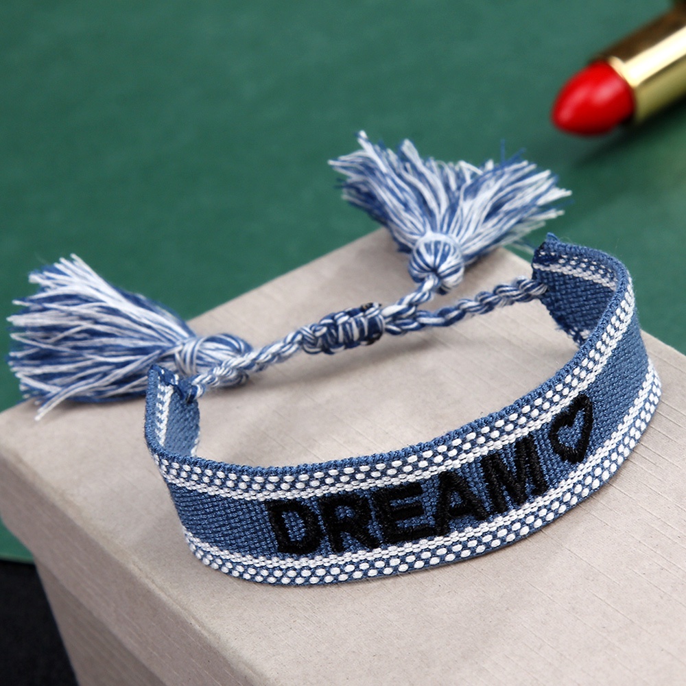 CLEVER Women Handmade Jewelry Braided Bracelet Braided Tassel Bracelet Friendship Christmas Rope Letter Embroidery Woven Gifts Adjustable