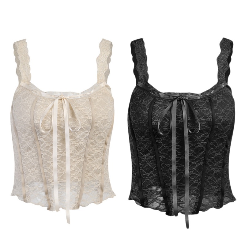 Áo Croptop Hai Dây Cổ Vuông Phối Ren Màu Sắc Thời Trang Mùa Hè Dành Cho Nữ 10mk | BigBuy360 - bigbuy360.vn