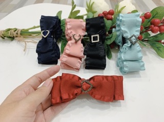 Kẹp tóc dáng dọc đính nơ handmade