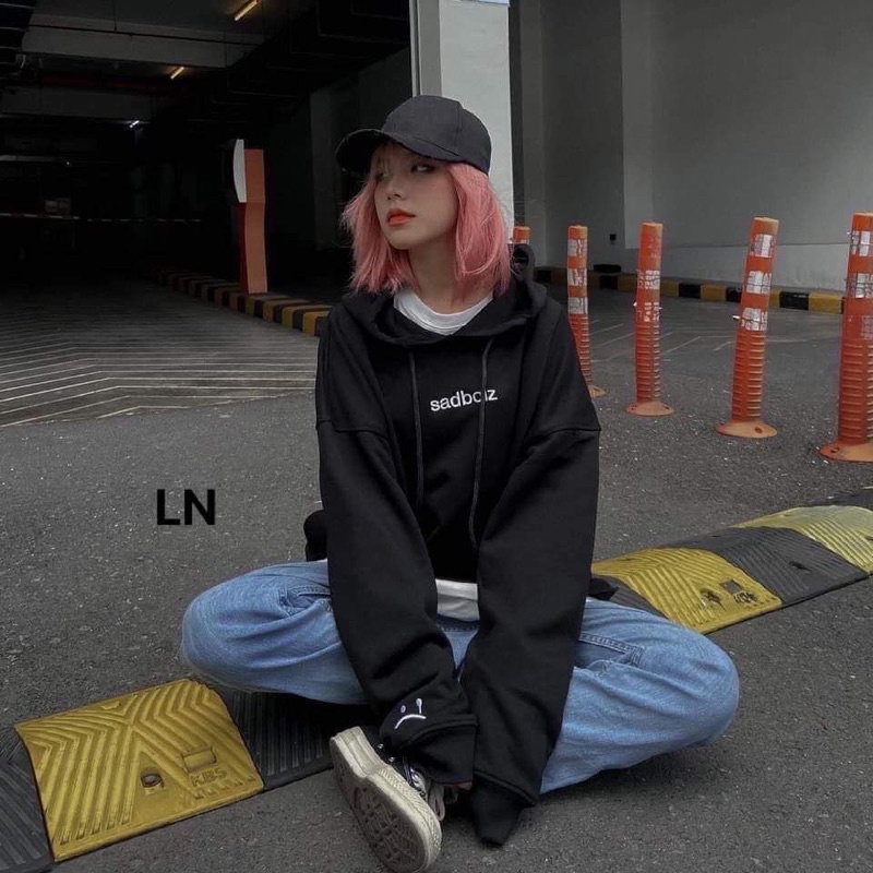 Áo hoodie Sadboi chữ mũ 2 lớp DA6