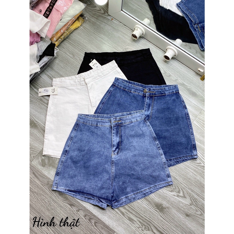 Quần đùi jean nữ, quần short jean nữ lưng cao chất dày min hàng chuẩn shop trend