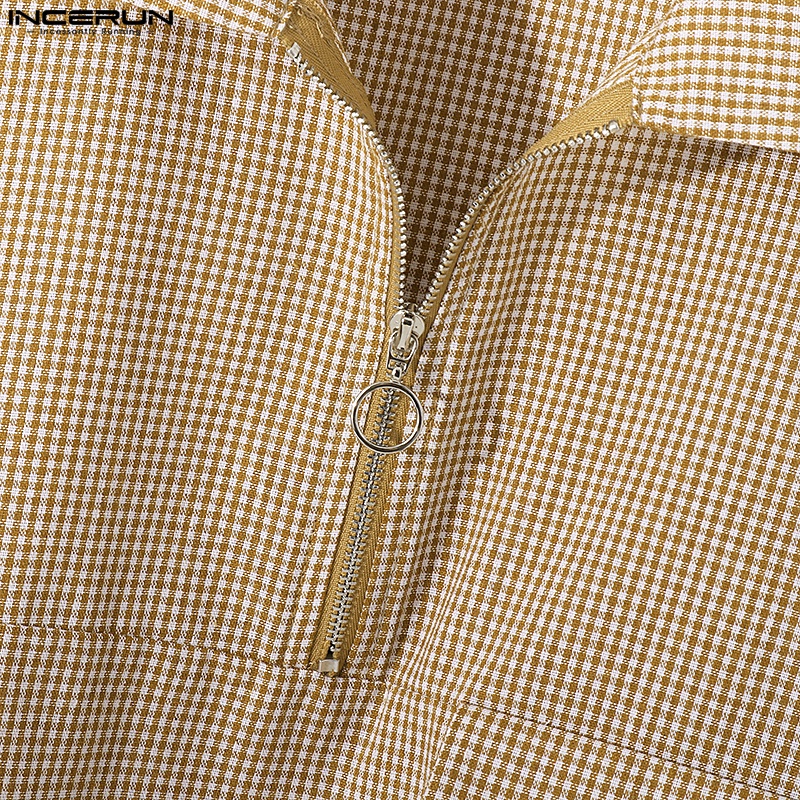 Áo thun polo Incerun tay ngắn có khóa kéo thời trang dành cho nam