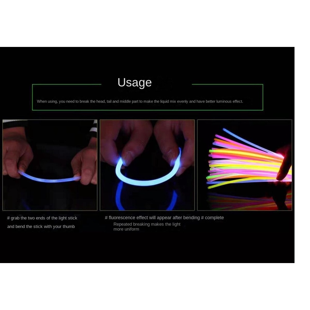 Set 50 thanh phát sáng trong bóng tối 7 màu và đầu nối cho mắt kính vòng cổ/ vòng đeo tay/ mắt kính/ vòng tay cho trẻ em