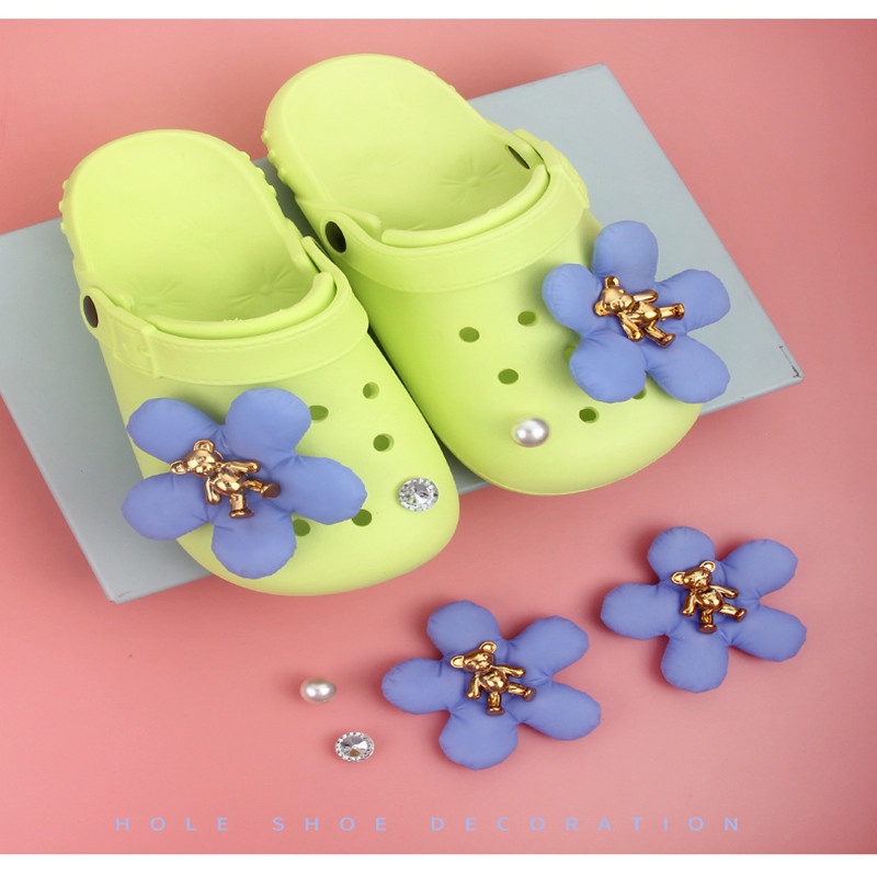 Bộ Phụ Kiện Trang Trí Giày Crocs Đính Ngọc Trai/Hoa Đáng Yêu DIY Cho Bé Gái