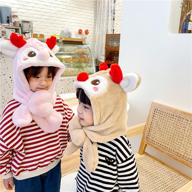 Mũ len kèm khăn choàng cổ và găng tay họa tiết giáng sinh, Quà tặng Noel cho bé