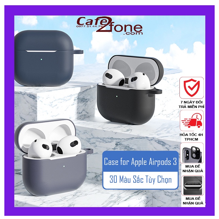 Vỏ Airpods 3 có móc chống mất, bảo vệ tai nghe Airpod 3 chống sốc, chống trầy xước - Cafe2fone