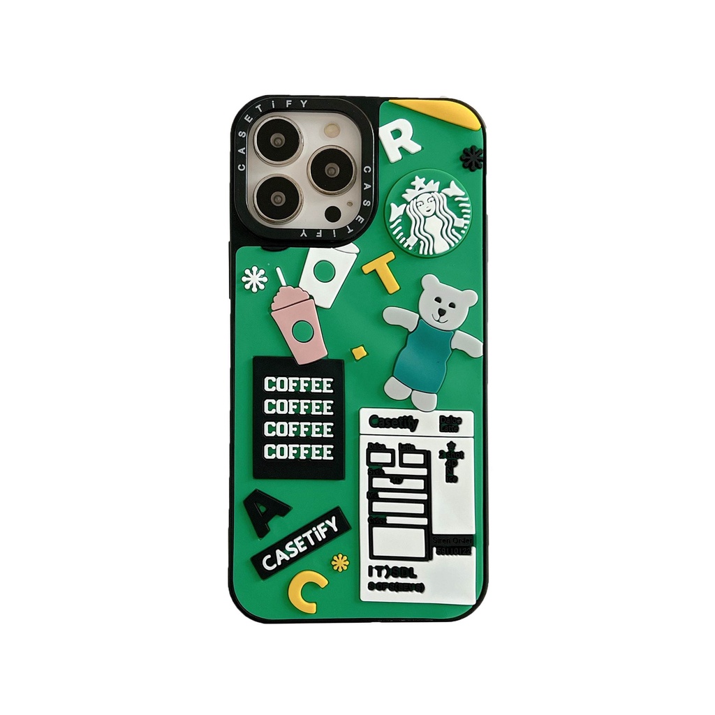Ốp Điện Thoại Silicon Hình Gấu Starbucks Cho iphone 13 Pro Max i13 13pro 11 Pro Max i11 X XR Xs Max 7 plus 8 plus 12Pro 12 Pro Max
