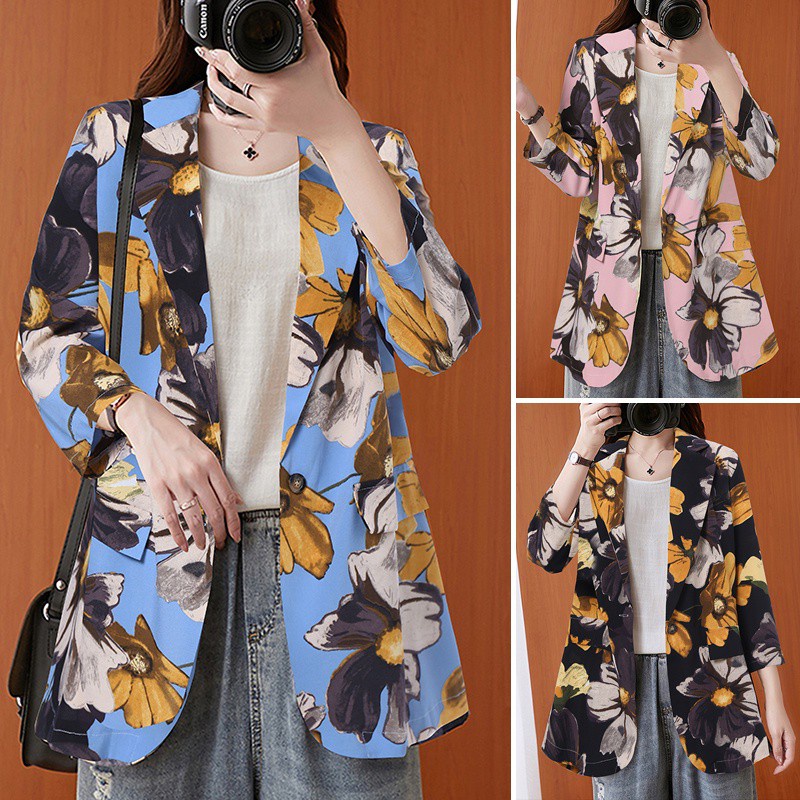 Áo Khoác Blazer Zanzea Tay Dài Dáng Rộng In Hoa Phong Cách Vintage Thời Trang Cho Phụ Nữ | BigBuy360 - bigbuy360.vn