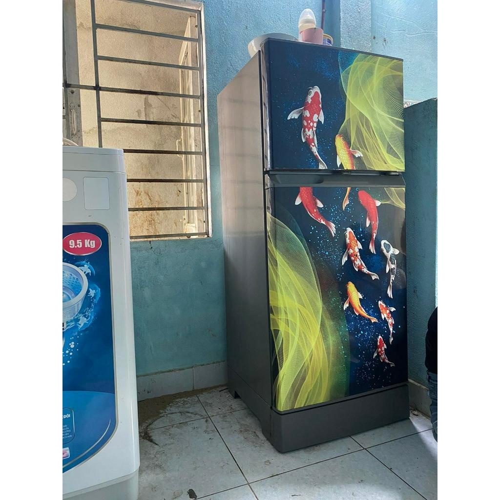 Tấm dán tủ lạnh bằng decal chống nước, có keo sẵn mặt sau, bao gồm 4 bộ kích thước, hình ảnh in sắc nét