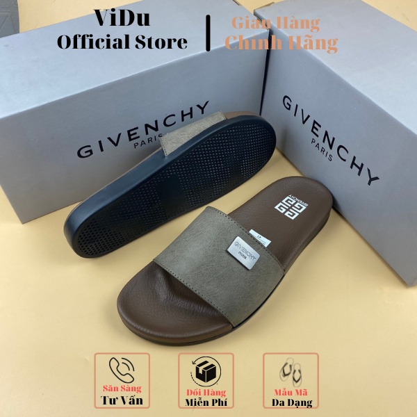 Dép nam thời trang Gy.venchy ViDu 21151 bốn màu hot quai da đế cao su đi êm chân, mặt đính logo kim loại cực sang