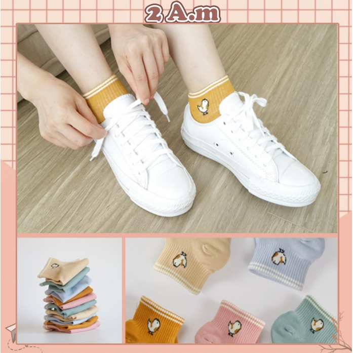 Vớ Cổ Ngắn Nam Nữ Họa Tiết Chim Thời Trang- Tất Vớ Nhiều Màu Thời Trang Unisex
