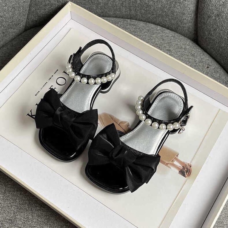 Giày Sandal Nơ Tiểu Thư Bé Gái, Sandal Quai Ngọc Công Chúa Cho Bé Gái