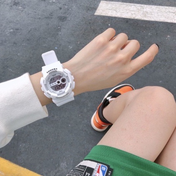 Đồng Hồ Unisex Nam Nữ Điện Tử SHHORS Dây Cao Su Phong Cách Thể Thao