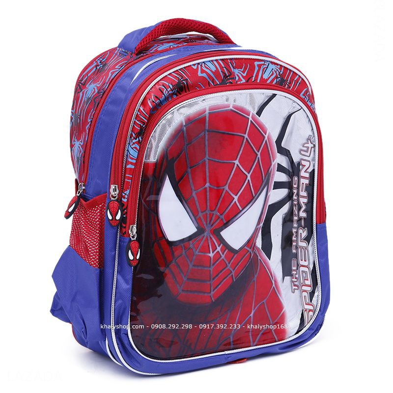 Balo trẻ em 14'' - 16'' hình người nhện Spiderman màu xanh đỏ dành cho học sinh ,bé trai