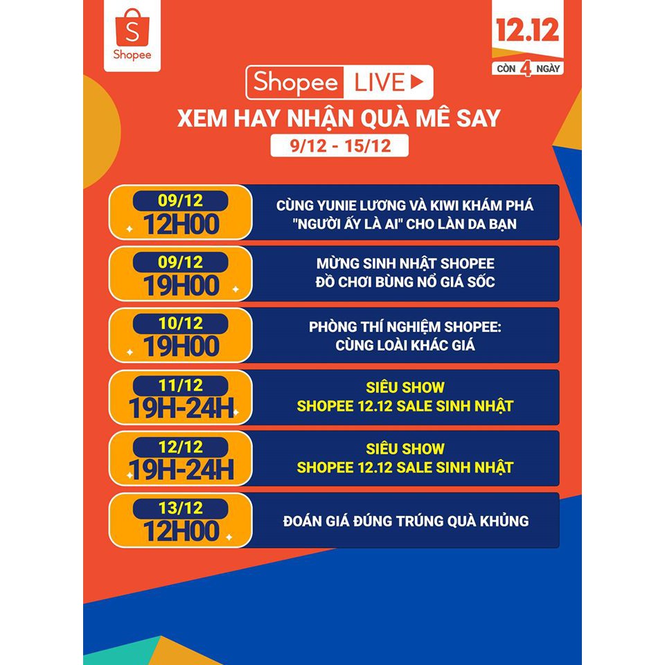 😍 XEM HAY NHẬN QUÀ MÊ SAY - 9/12 - 15/12 😍 Duy nhất tại 👉 https://shopee.vn/ShopeeLive