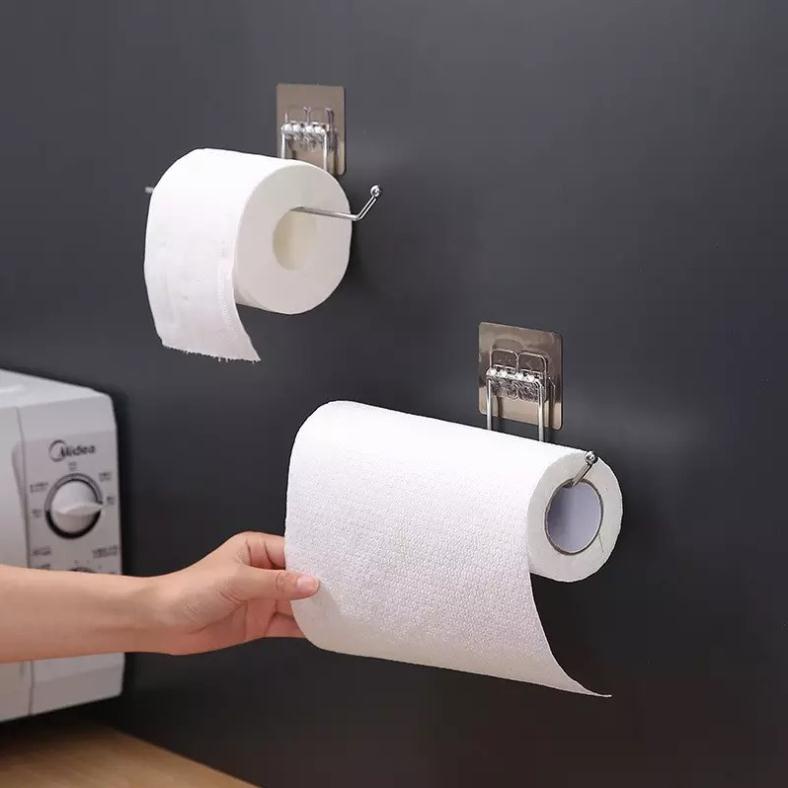 Móc treo giấy cuộn , khăn lau kèm móc dán siêu chắc