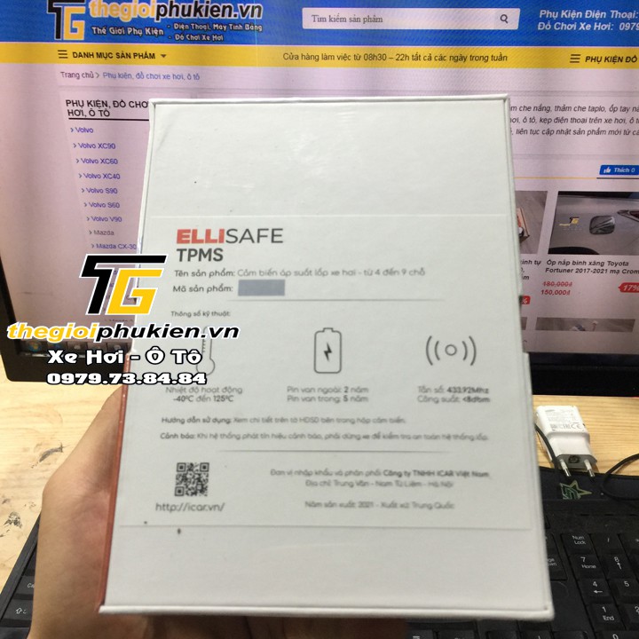 Cảm biến áp suất lốp Ellisafe C394 cho Xe Toyota cắm cổng chờ, loại van lắp trong