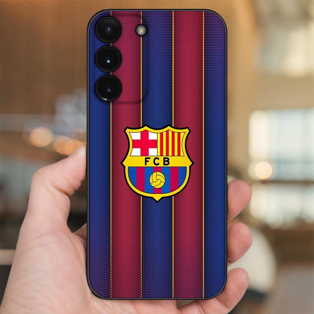 Ốp lưng Samsung S21, S21 Plus, S21 FE, S22, S22 Plus viền đen in hình Barcelona Barca