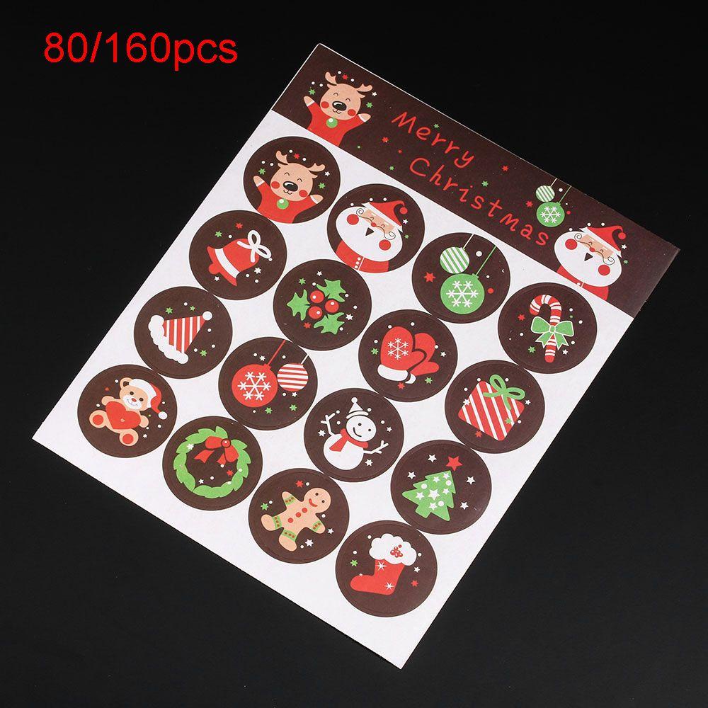 Set 80 / 160 Sticker Tự Dính Hình Người Tuyết Trang Trí Giáng Sinh