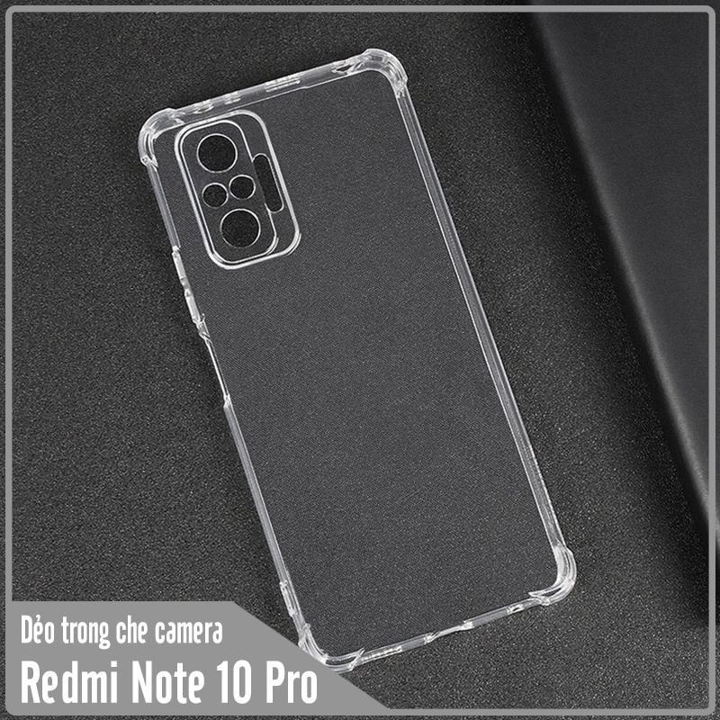 Ốp lưng 4 góc chống sốc cho Xiaomi Redmi Note 10 Pro TPU Trong Suốt Che Camera