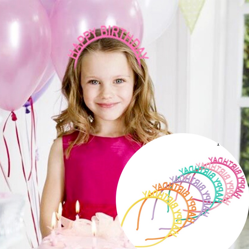 Cài tóc nhựa hình chữ Happy Birthday nhiều màu dễ thương cho bé gái
