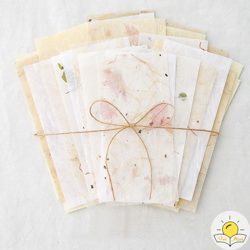 Set 30 tờ giấy hoa lá khô Vintage trang trí sổ, tấm giấy dán sổ Bullet Journal, thiệp, album