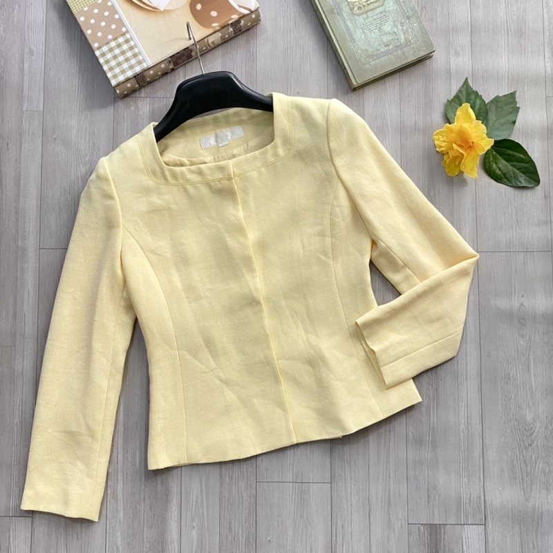 Áo khoác blazer / áo khoác dáng vest màu vàng xinh xắn dành cho nữ công sở