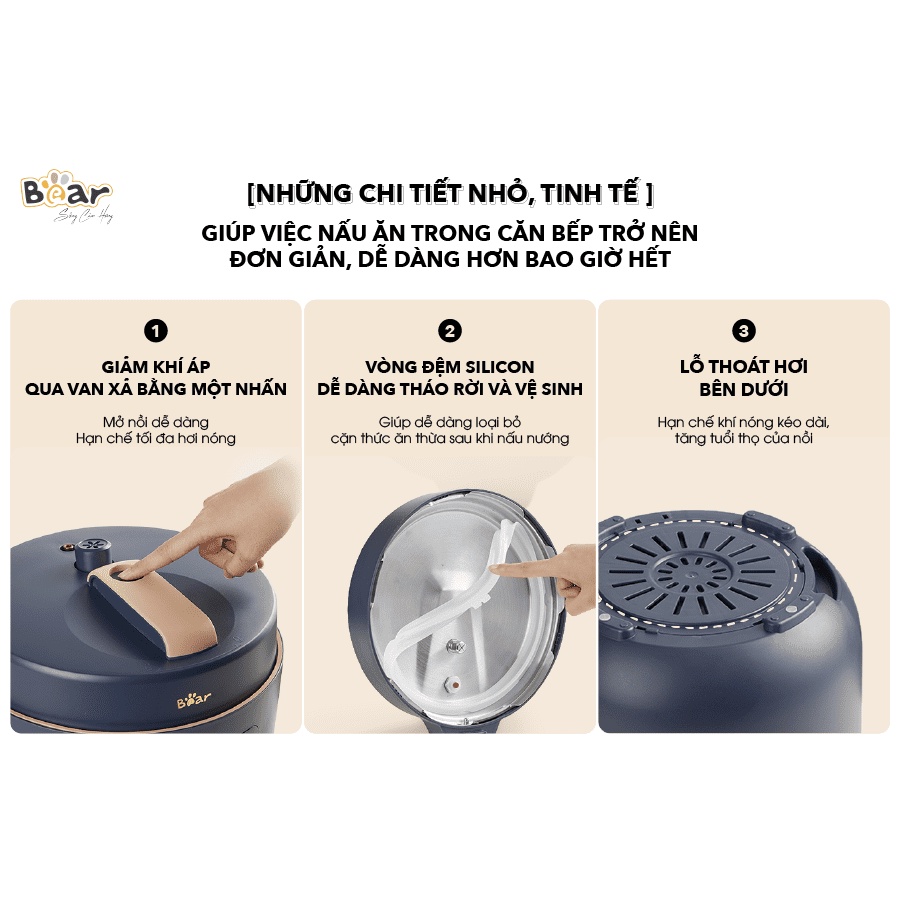 Nồi áp suất điện đa năng Bear YLB-A50M1 - Hàng chính hãng - Bản Quốc Tế