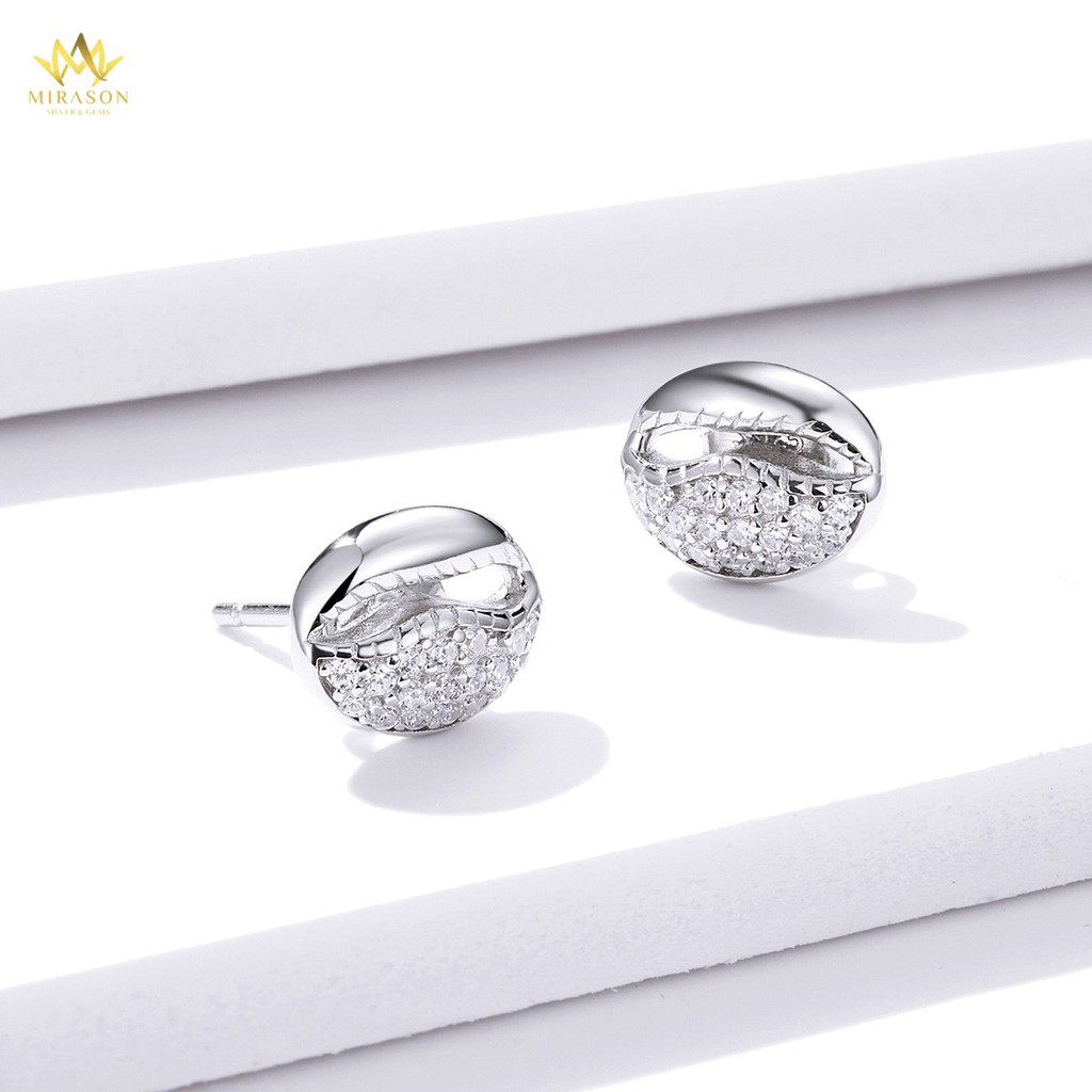Khuyên Tai Bạc Nữ MIRASON Dạng Hột Nạm Đá Họa Tiết Khác Biệt MBT167 - Bông Tai Nữ Bạc 925 Cao Cấp