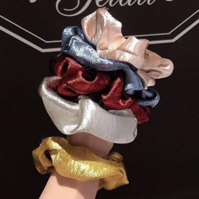 🥥Chun cột tóc lụa satin bóng scrunchies lụa